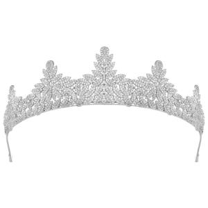 imageSWEETV Dante Enchanted Leaf TiaraCrowns for Women Zircon Queen Crown Wedding Tiaras for Bride Princess Tiara Headpieces Headband for Birthday Quinceanera Pageant PromDante Enchanted Leaf