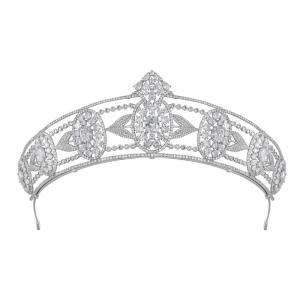 imageSWEETV Dante Enchanted Leaf TiaraCrowns for Women Zircon Queen Crown Wedding Tiaras for Bride Princess Tiara Headpieces Headband for Birthday Quinceanera Pageant PromMaxine Luxious