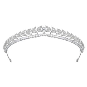 imageSWEETV Wyatt Butterfly TiaraCrowns for Women Zircon Queen Crown Wedding Tiaras for Bride Princess Tiara Headpieces Headband for Birthday Quinceanera Pageant PromSofia Zircon Laurel
