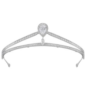 imageSWEETV Wyatt Butterfly TiaraCrowns for Women Zircon Queen Crown Wedding Tiaras for Bride Princess Tiara Headpieces Headband for Birthday Quinceanera Pageant PromLinda Teardrop Zircon