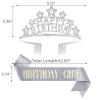 imageSWEETV Birthday Girl Sash Rhinestone Silver Toddler Princess Headband for Birthday Party Photograph
