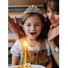 imageSWEETV Birthday Girl Sash Rhinestone Silver Toddler Princess Headband for Birthday Party Photograph