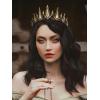 imageSWEETV Gothic Crowns for Women Black Tiara Queen Crown Witch Hair Accessories for Costume Halloween Prom Party Gold