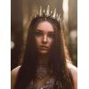 imageSWEETV Gothic Crowns for Women Black Tiara Queen Crown Witch Hair Accessories for Costume Halloween Prom Party Gold