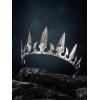imageSWEETV Gothic Crowns for Women Black Tiara Queen Crown Witch Hair Accessories for Costume Halloween Prom Party Silver