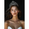 imageSWEETV Hannah Wedding TiaraCrowns for Women Zircon Queen Crown Wedding Tiaras for Bride Princess Tiara Headpieces Headband for Birthday Quinceanera Pageant PromChloe Queen