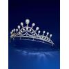 imageSWEETV Hannah Wedding TiaraCrowns for Women Zircon Queen Crown Wedding Tiaras for Bride Princess Tiara Headpieces Headband for Birthday Quinceanera Pageant PromFleur Pearl Radiance