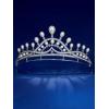 imageSWEETV Hannah Wedding TiaraCrowns for Women Zircon Queen Crown Wedding Tiaras for Bride Princess Tiara Headpieces Headband for Birthday Quinceanera Pageant PromFleur Pearl Radiance