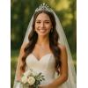 imageSWEETV Hannah Wedding TiaraCrowns for Women Zircon Queen Crown Wedding Tiaras for Bride Princess Tiara Headpieces Headband for Birthday Quinceanera Pageant PromFleur Pearl Radiance