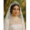 imageSWEETV Hannah Wedding TiaraCrowns for Women Zircon Queen Crown Wedding Tiaras for Bride Princess Tiara Headpieces Headband for Birthday Quinceanera Pageant PromFleur Pearl Radiance