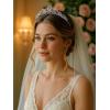 imageSWEETV Mechtilde Cubic Zirconia TiaraCrowns for Women Zircon Queen Crown Wedding Tiaras for Bride Princess Tiara Headpieces Headband for Birthday Quinceanera Pageant PromHalima Shimmering Zircon