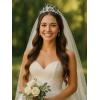 imageSWEETV Mechtilde Cubic Zirconia TiaraCrowns for Women Zircon Queen Crown Wedding Tiaras for Bride Princess Tiara Headpieces Headband for Birthday Quinceanera Pageant PromNina Abstract Zircon