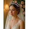 imageSWEETV Mechtilde Cubic Zirconia TiaraCrowns for Women Zircon Queen Crown Wedding Tiaras for Bride Princess Tiara Headpieces Headband for Birthday Quinceanera Pageant PromAya Starry Zircon