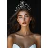 imageSWEETV Princess Pearl TiaraCrowns for Women Zircon Queen Crown Wedding Tiaras for Bride Princess Tiara Headpieces Headband for Birthday Quinceanera Pageant PromChloe Moon