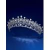 imageSWEETV Princess Pearl TiaraCrowns for Women Zircon Queen Crown Wedding Tiaras for Bride Princess Tiara Headpieces Headband for Birthday Quinceanera Pageant PromSinead Zircon