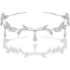 imageSWEETV Rhinestone Leaf Wedding Crown Headband for Brides Crystal Pendent Fairy Tiara Headband for Wedding Prom BirthdaySilver