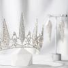 imageSWEETV Tiaras and Crowns for Women 2Pack Wedding Tiara Earrings Crystal Queen Crown Jewelry Set Costume Jewelry Set for Birthday Party Halloween Prom Pageant for Ages 15SilverSilver