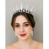 imageSWEETV Tiaras and Crowns for Women 2Pack Wedding Tiara Earrings Crystal Queen Crown Jewelry Set Costume Jewelry Set for Birthday Party Halloween Prom Pageant for Ages 15SilverSilver