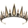 imageSWEETV Gothic Crowns for Women Black Tiara Queen Crown Witch Hair Accessories for Costume Halloween Prom Party Gold