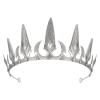 imageSWEETV Gothic Crowns for Women Black Tiara Queen Crown Witch Hair Accessories for Costume Halloween Prom Party Silver