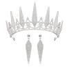 imageSWEETV Tiaras and Crowns for Women 2Pack Wedding Tiara Earrings Crystal Queen Crown Jewelry Set Costume Jewelry Set for Birthday Party Halloween Prom Pageant for Ages 15SilverSilver