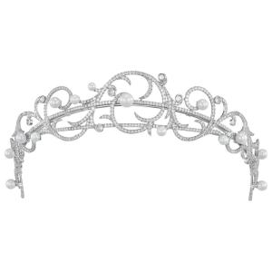 imageSWEETV Hannah Wedding TiaraCrowns for Women Zircon Queen Crown Wedding Tiaras for Bride Princess Tiara Headpieces Headband for Birthday Quinceanera Pageant PromMya Pearl Swirl
