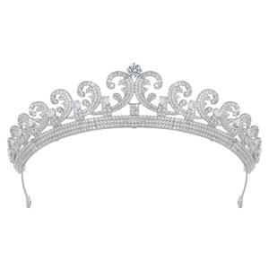 imageSWEETV Mechtilde Cubic Zirconia TiaraCrowns for Women Zircon Queen Crown Wedding Tiaras for Bride Princess Tiara Headpieces Headband for Birthday Quinceanera Pageant PromMechtilde