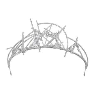 imageSWEETV Mechtilde Cubic Zirconia TiaraCrowns for Women Zircon Queen Crown Wedding Tiaras for Bride Princess Tiara Headpieces Headband for Birthday Quinceanera Pageant PromNina Abstract Zircon