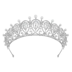 imageSWEETV Princess Pearl TiaraCrowns for Women Zircon Queen Crown Wedding Tiaras for Bride Princess Tiara Headpieces Headband for Birthday Quinceanera Pageant PromSinead Zircon