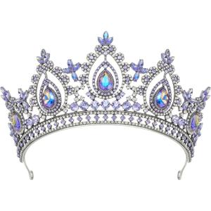 imageSWEETV Queen Crown for WomenWedding Tiara for BridePrincess TiaraQuinceanera Pageant Crown DiademLavender
