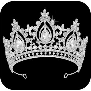 imageSWEETV Queen Crown for WomenWedding Tiara for BridePrincess TiaraQuinceanera Pageant Crown DiademSilver