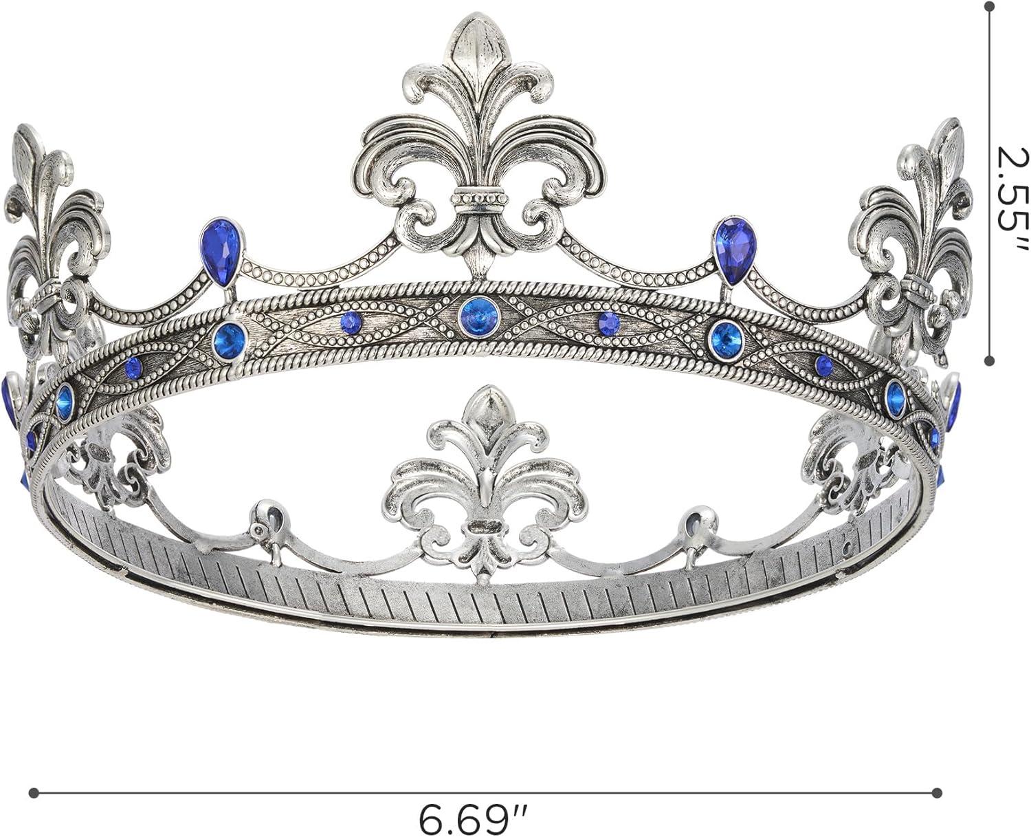imageSWEETV Fleurdelis King Crown for Men Royal Prince Tiara Headwear for Medieval RoyalcoreKnightVikingHalloween CostumeStyle1 Goldred
