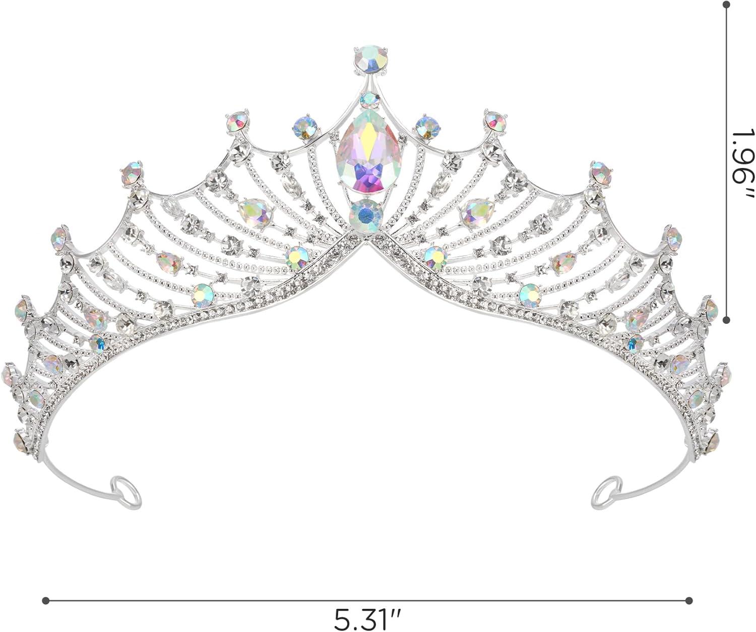 imageSWEETV Princess Tiara for Women Crystal Wedding Tiaras for Bride Silver Crown for Birthday Quinceanera Pageant Party PromCostume Hair Accessories Gift06Multicolor