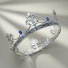 imageSWEETV Fleurdelis King Crown for Men Royal Prince Tiara Headwear for Medieval RoyalcoreKnightVikingHalloween CostumeAntique Silver Blue