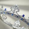 imageSWEETV Fleurdelis King Crown for Men Royal Prince Tiara Headwear for Medieval RoyalcoreKnightVikingHalloween CostumeAntique Silver Blue