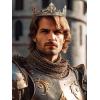 imageSWEETV Fleurdelis King Crown for Men Royal Prince Tiara Headwear for Medieval RoyalcoreKnightVikingHalloween CostumeStyle1 Goldgreen