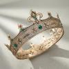 imageSWEETV Fleurdelis King Crown for Men Royal Prince Tiara Headwear for Medieval RoyalcoreKnightVikingHalloween CostumeStyle2 Goldgreen
