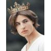 imageSWEETV Fleurdelis King Crown for Men Royal Prince Tiara Headwear for Medieval RoyalcoreKnightVikingHalloween CostumeStyle2 Goldgreen