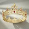 imageSWEETV Fleurdelis King Crown for Men Royal Prince Tiara Headwear for Medieval RoyalcoreKnightVikingHalloween CostumeStyle2 Goldred