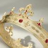 imageSWEETV Fleurdelis King Crown for Men Royal Prince Tiara Headwear for Medieval RoyalcoreKnightVikingHalloween CostumeStyle2 Goldred