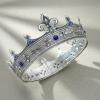 imageSWEETV Fleurdelis King Crown for Men Royal Prince Tiara Headwear for Medieval RoyalcoreKnightVikingHalloween CostumeStyle2 Silverblue