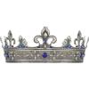 imageSWEETV Fleurdelis King Crown for Men Royal Prince Tiara Headwear for Medieval RoyalcoreKnightVikingHalloween CostumeStyle2 Silverblue