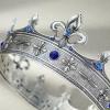 imageSWEETV Fleurdelis King Crown for Men Royal Prince Tiara Headwear for Medieval RoyalcoreKnightVikingHalloween CostumeStyle2 Silverblue