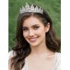 imageSWEETV Jeweled Tiaras and Crowns for Women Crystal Queen Crown Silver Wedding Tiara for Bride Metal Birthday Quinceanera Pageant Prom Headpieces01 Silver