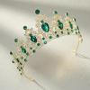 imageSWEETV Jeweled Tiaras and Crowns for Women Crystal Queen Crown Silver Wedding Tiara for Bride Metal Birthday Quinceanera Pageant Prom HeadpiecesGoldEmerald Green