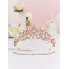 imageSWEETV Jeweled Wedding Tiaras and Crowns for Women Metal Princess Tiara Queen Crown for Bride Bridal Headpieces for Birthday Quinceanera Pageant PromGoldPink