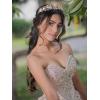 imageSWEETV Jeweled Wedding Tiaras and Crowns for Women Metal Princess Tiara Queen Crown for Bride Bridal Headpieces for Birthday Quinceanera Pageant PromGoldPink
