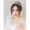 imageSWEETV Jeweled Wedding Tiaras and Crowns for Women Metal Princess Tiara Queen Crown for Bride Bridal Headpieces for Birthday Quinceanera Pageant PromGoldPink