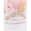imageSWEETV Jeweled Wedding Tiaras and Crowns for Women Metal Princess Tiara Queen Crown for Bride Bridal Headpieces for Birthday Quinceanera Pageant PromGoldPink