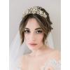 imageSWEETV Jeweled Wedding Tiaras and Crowns for Women Metal Princess Tiara Queen Crown for Bride Bridal Headpieces for Birthday Quinceanera Pageant PromGoldClear